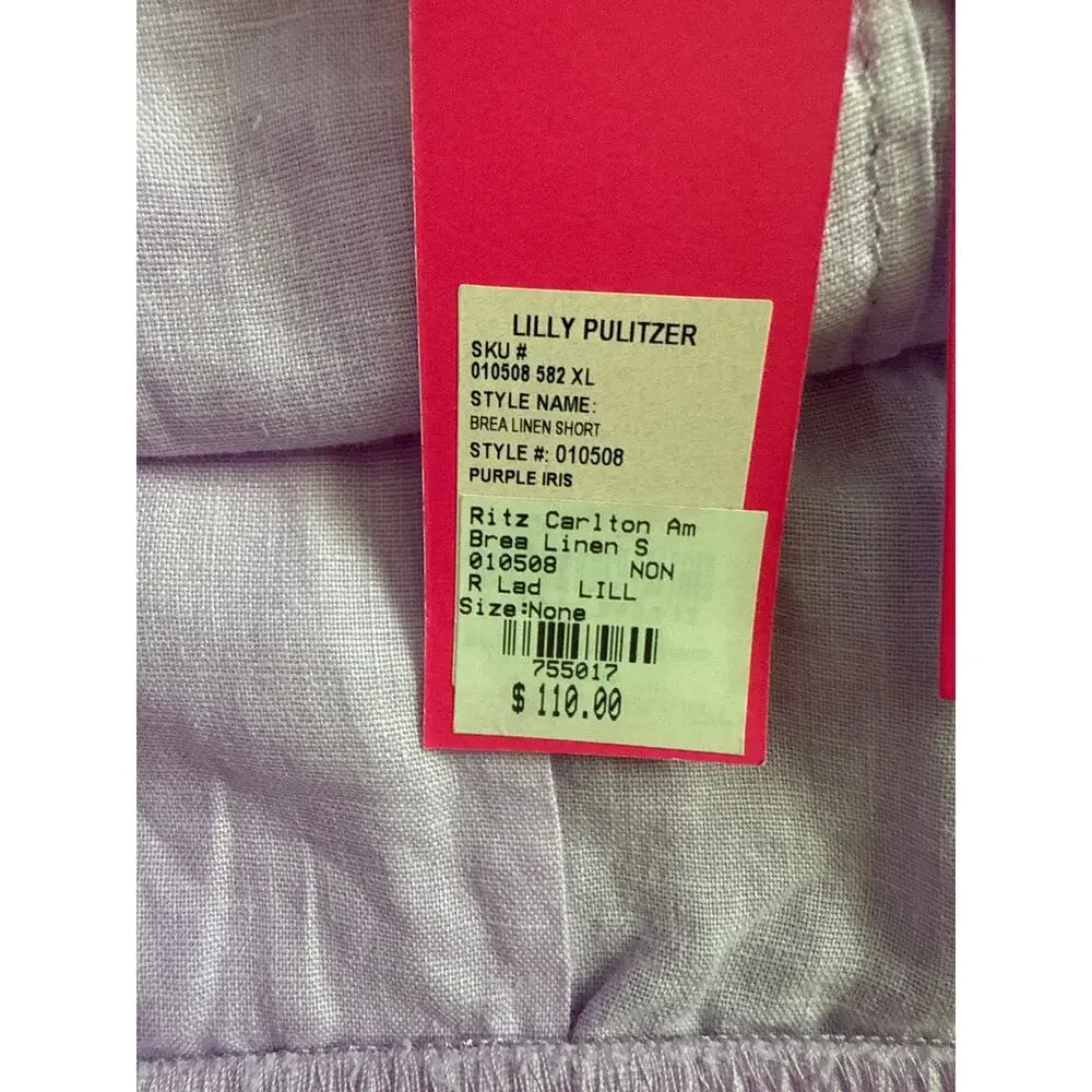 Lilly Pulitzer Brea 4” Linen Scallop Hem Shorts Purple Iris Size XL - Picture 10 of 10